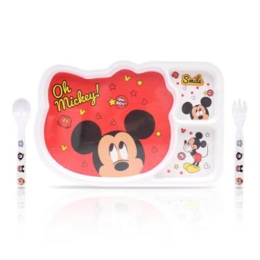 Imagem de Conjunto de Pratos Mickey Polka Dot com Talheres (Colher e Garfo)