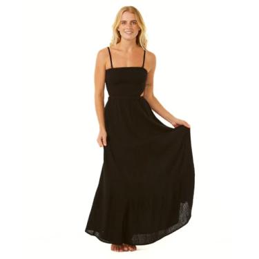 Imagem de Rip Curl Vestido maxi de surf premium - Vestido feminino rodado sem mangas - Roupa de praia leve e elegante, Preto, P