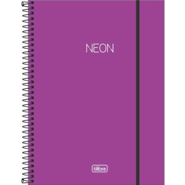 Imagem de Caderno Espiral Capa Plástica Universitário 10 Matérias Neon Roxo 160 