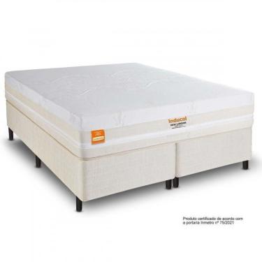 Imagem de Conjunto Box Inducol Colchão King Size New London Cbp Colchões Branco