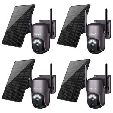 Imagem de Câmera de segurança Xega 4 Pack Wireless Outdoor 2K Solar 360 PTZ