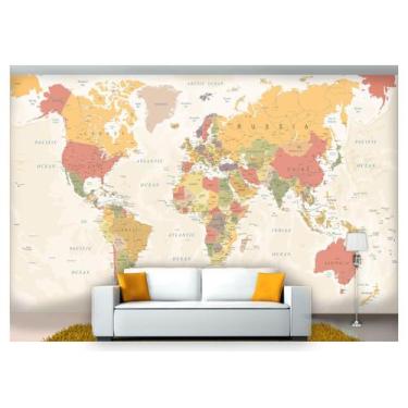 Imagem de Papel De Parede Mapa Mundi Bege Creme 7,50M² Nmu11 - Você Decora