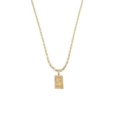 Imagem de Cordão 50Cm Masculino Feminino Pingente Letra S Banhado Ouro - Anaisa 