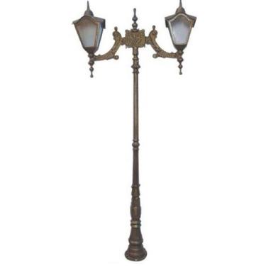 Imagem de Poste Romano com 2 Luminárias Alumpínio de Jardim Área Externa - Lumin