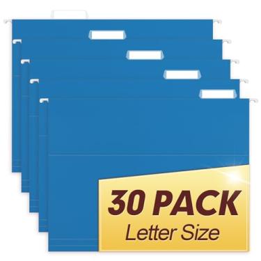 Imagem de HERKKA Pastas de arquivo suspensas, pacote com 30 pastas suspensas reforçadas tamanho carta, projetadas para arquivos volumosos, armário de arquivo, abas ajustáveis de corte 1/5 (azul-claro)