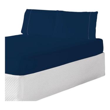 Imagem de Lençol Casal MR Enxovais Ideal para o Dia a Dia - CP.85, Azul Marinho