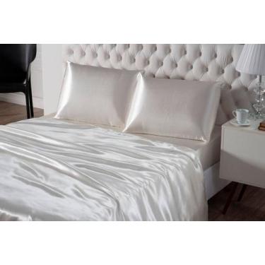 Imagem de Lençol de seda 4 peças casal queen cetim - BruceBaby Bordados, Pérola