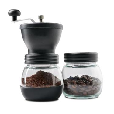 Imagem de Moedor de Café Manual Com Regulagem De Gramatura E Recipiente Extra para Grãos, Mó Burr Cerâmico, Preto