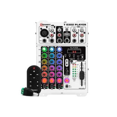 Imagem de Mesa de Som Bluetooth T 0302 Player 12v Led RGB 3 Canais Multicolor Ta