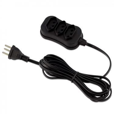 Imagem de Extensão 3 Tomadas Slim Tripolar Preto 5 Metros - 0180200254 - FORCELINE