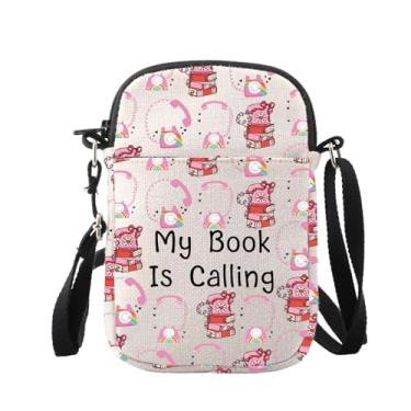 Imagem de WUSUANED Bolsa transversal divertida Booktok Book Addict Gift My Book Is Calling Bag For Bookworm Readers, My Book is Calling Bag