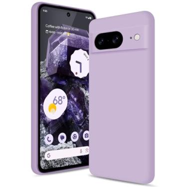Imagem de Btstring Capa para Google Pixel 8, capa de silicone macio com proteção de câmera atualizada, capa fina à prova de choque com forro de microfibra antiarranhões, roxa