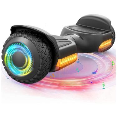 Imagem de Hoverboard Elétrico Motor 500W com Luzes LED e Bluetooth, para Crianças de 6 a 12 Anos, Gyroor, Preto