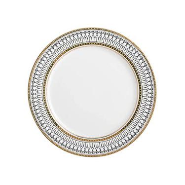 Imagem de Prato de serviço pratos de jantar de borda floral branca, bife de cerâmica redondo, sobremesa, prato de massa, prato de servir avançado para catering, 25 cm, 4 peças de pratos (cor: 1, tamanho: 4