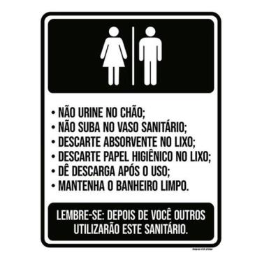 Imagem de Kit 3 Placas Sinalização - Banheiro Regras De Uso