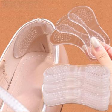 Imagem de 2 pares de almofadas de gel de silicone para o calcanhar, inserções, protetor de calcanhar, adesivo para cuidados com os pés