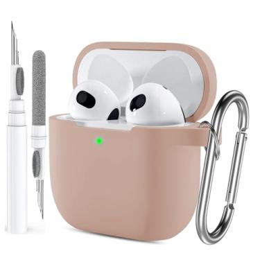 Imagem de Capa para AirPods 4 (2024), capa protetora de silicone macio para Apple AirPods 4ª geração, capa feminina e masculina com chaveiro e kit de limpeza, chá de leite