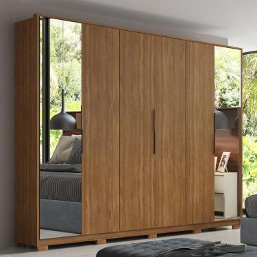 Imagem de Guarda Roupa Casal Atrice 6 Portas Amêndola Touch Com 2 Espelhos E Pés Demartêz