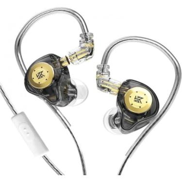 Imagem de Fone de Ouvido KZX EDX Pro Fone com fio intra-auricular retorno música 1DD HiFi Deep Bass 10mm Dynamic Driver Over Ear Headset com cabo destacável Som Qualidade Premium - Cor (Com Microfone, Preto)