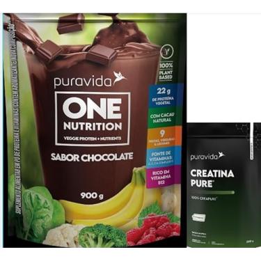 Imagem de Kit One Vegan Nutrition Protein+Nutrientes Sabor Chocolate de 900g+Creatina Creapure Premium de 300g-Pura Vida