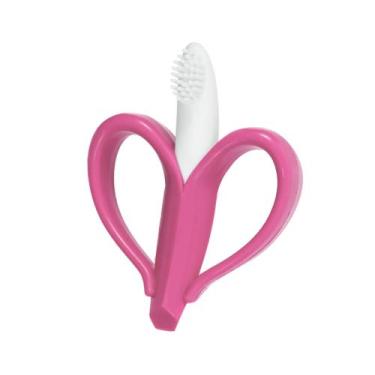 Imagem de Mordedor Massageador de Gengiva de Silicone Para Bebê Banana Rosa Buba