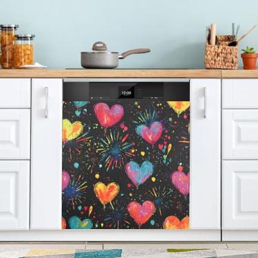 Imagem de ATTX Capa magnética para lava-louças Paint Love | Adesivo decorativo de eletrodomésticos de 58 x 66 cm para armários domésticos e eletrodomésticos #133