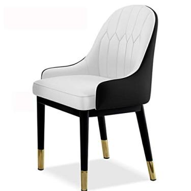 Imagem de Conjunto de 4 cadeiras de jantar modernas - Cadeira lateral de couro sintético impermeável com pernas de metal para sala de jantar, cozinha, sala de estar e balcão - Preto