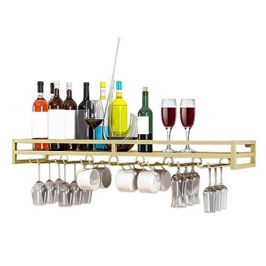 Imagem de Suporte de parede para taças de vinho, suporte para copos de vinho, cabide de ferro para copo de vinho, economia de espaço, suporte multifuncional de parede para garrafas de vinho, para bar e cozinha