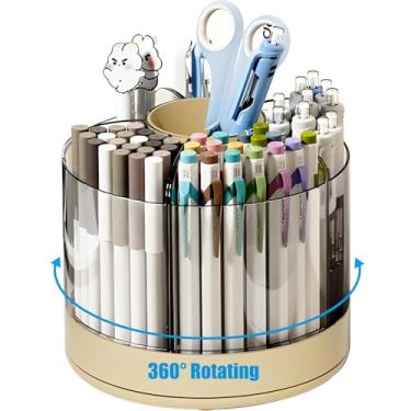 Imagem de Suporte para Canetas com Rotação de 360 Graus Lápis 6 Compartimentos Mesa Organizadores e Acessórios Materiais Escritório Caixa Armazenamento Arte em Casa Caddy