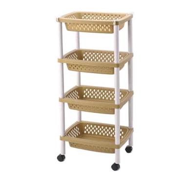 Imagem de Rack de armazenamento de carrinho utilitário móvel com rodas - Organizador em camadas fácil de montar para cozinha, banheiro, sala de estar, escritório e varanda - Solução versátil de armazenamento