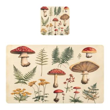 Imagem de Burbuja Jogo americano retrô botânica para mesa de jantar, tapetes de mesa de cozinha antiderrapantes resistentes ao calor, fáceis de limpar, 30 x 45 cm