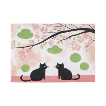 Imagem de Burbuja Jogo americano para gatos pretos embaixo da árvore, conjunto de 4 tapetes de mesa laváveis antiderrapantes, resistentes ao calor para cozinha, mesa de jantar, ambientes internos e externos