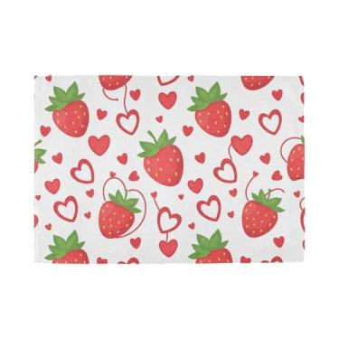 Imagem de Burbuja Jogo americano Strawbow Hearts, conjunto de 6, tapetes de mesa laváveis antiderrapantes, resistentes ao calor, para cozinha, mesa de jantar, ambientes internos e externos