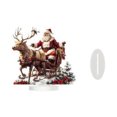 Imagem de Decoração De Natal Em Acrílico 2D Com Base, Papai Noel E Renas Em Tren