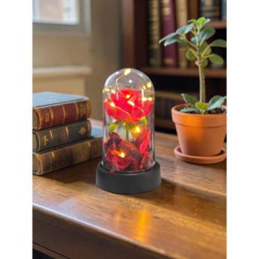 Imagem de Rosa Na Cúpula Led Luminária Redoma Encantada Rosa Vermelha - Art Hous