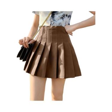 Imagem de Saia Mini Plissada Branca De Cintura Alta Para Mulheres, Saia De Dança