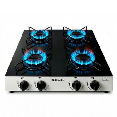 Imagem de Fogão Cooktop Asiático Vidro 4 Bocas Braslar, Branco