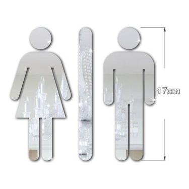 Imagem de Placa Indicativa De Sinalização Banheiro Acrílico Espelhado