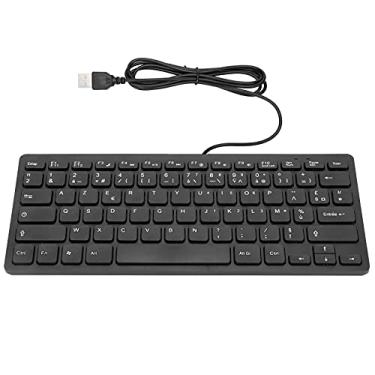Imagem de Teclado de computador com fio, teclado ergonômico ultrafino preto com 78 teclas e cabo USB de 1,5 m, para Windows, PC, laptop (francês)