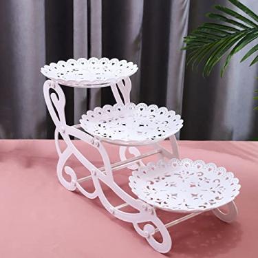 Imagem de Estilo europeu de três camadas de fruteira sala de estar multicamadas família bolo de frutas secas e prato de sobremesa de doces, E, três camadas