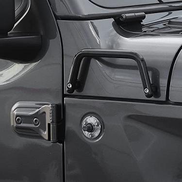 Imagem de Voodonala Ângulo lateral do capô dianteiro instalado com alça para Jeep Wrangler JL JLU Gladiator 2018-2022 acessórios externos (preto, 1 cabo/conjunto, não adequado para o lado esquerdo 4XE)