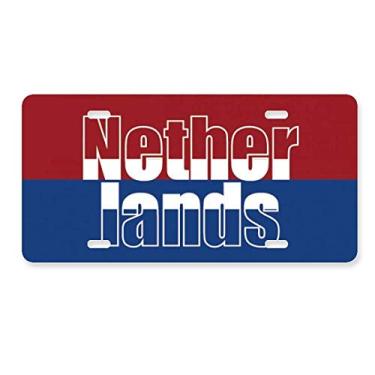 Imagem de DIYthinker Placa de licença com nome da bandeira dos Países Baixos em aço inoxidável para decoração de automóveis