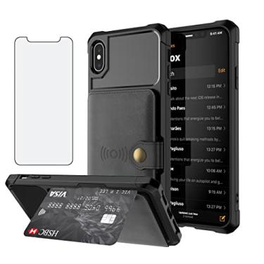 Imagem de Asuwish Capa carteira para iPhone Xs Max com protetor de tela de vidro temperado e compartimento para cartão de crédito, suporte magnético, couro i X XR Xsmax 10x SX Xmax 10xs 10s 10 Plus Xmaxs