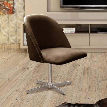 Imagem de Poltrona Decorativa Gaia Giratória Metal para Sala, Quarto, Recepção Marrom