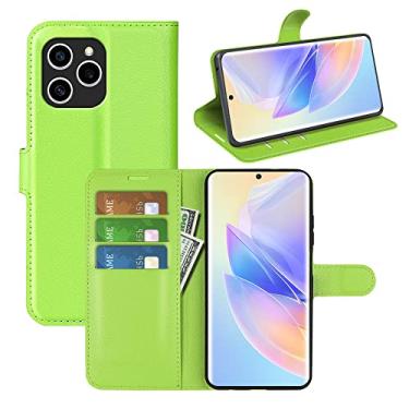 Imagem de Capa para Huawei Honor 60 SE 5G, couro PU com suporte para cartão de crédito, carteira fina com suporte, capa protetora para Huawei Honor 60 SE 5G (verde)