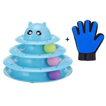 Imagem de Torre de Bolinhas para Gatos Brinquedo Interativo + Luva Tira Pelos Es