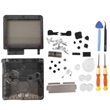 Imagem de Hzxkqmil Replacement Full Shell Housing Case for Game Boy Advance SP GBA SP Console, High Quality Transparent Cover with Buttons Screws Kit + Screwdrivers Repair Parts (Clear Black)