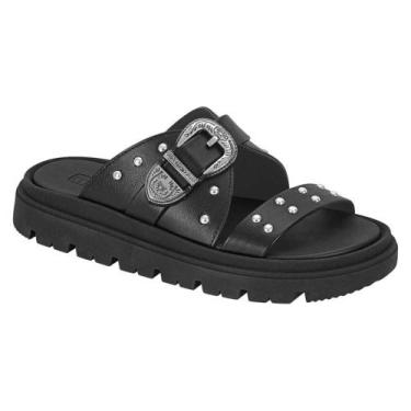 Imagem de Sandália Feminina Moleca Papete 5504103 Conforto, 36, Preto