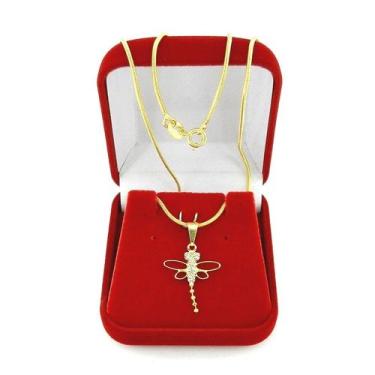Imagem de Corrente Feminina 50cm Libelula Folheada Ouro 18k CR441 - WNBIJOUTERIA