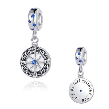 Imagem de MiiFort Pingente de bússola CZ compatível com pulseiras Pandora Charms, One Size, Cobre, Sem Pedra Preciosa